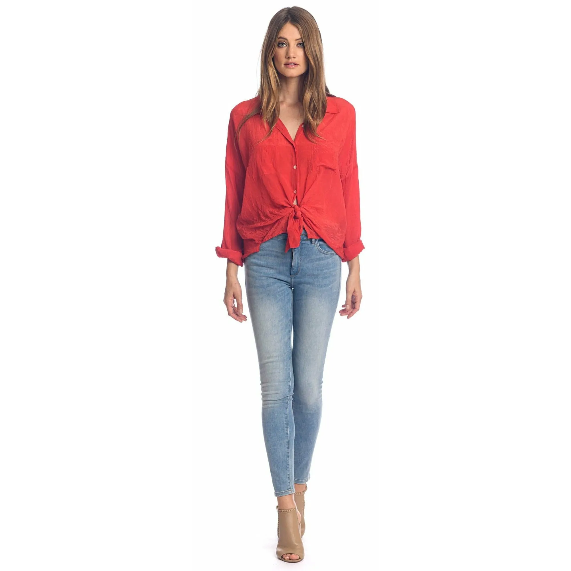 Kennedy Cherry Button-Down Top