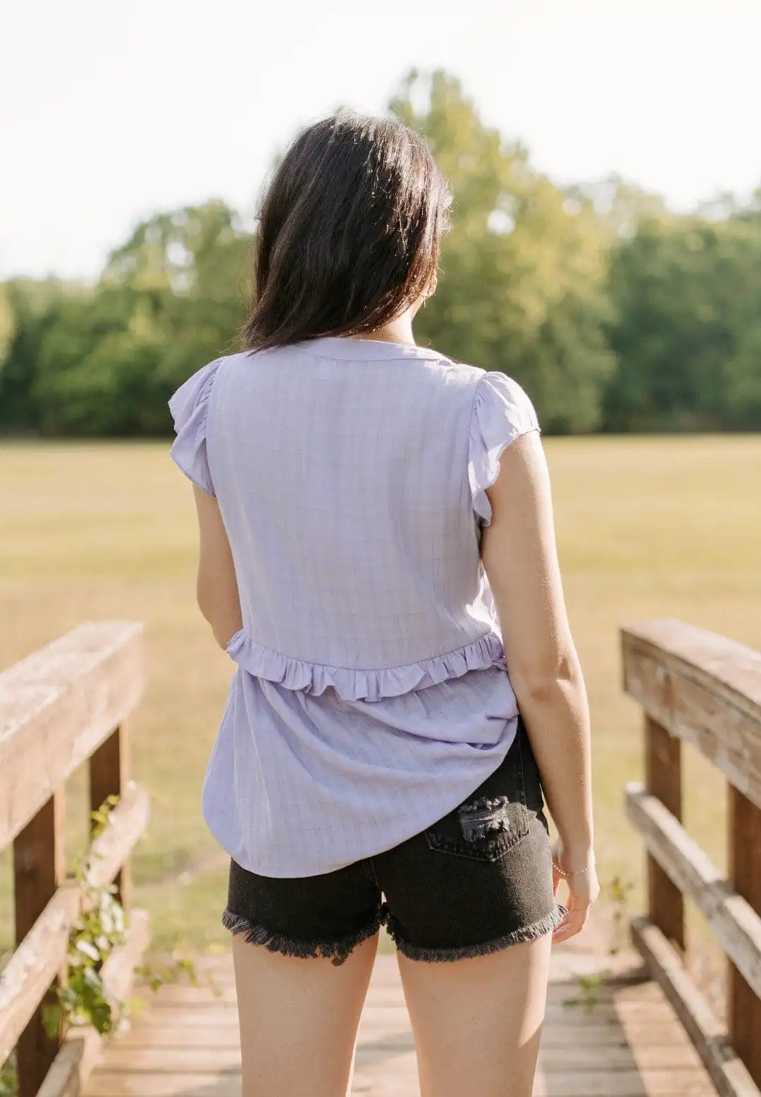 Lavender Ruffle Babydoll Blouse