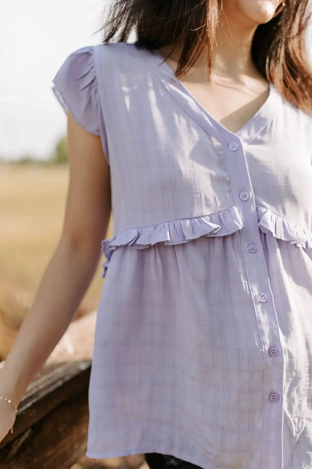 Lavender Ruffle Babydoll Blouse