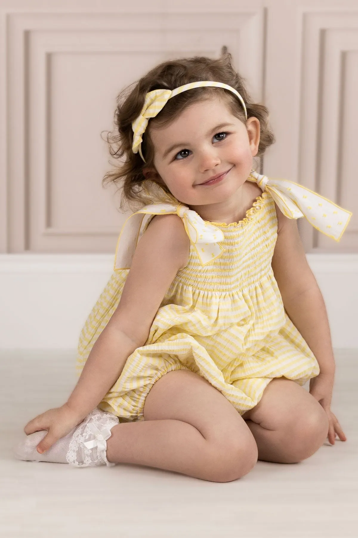 Lemon & White Seersucker Romper (3M - 3Y)