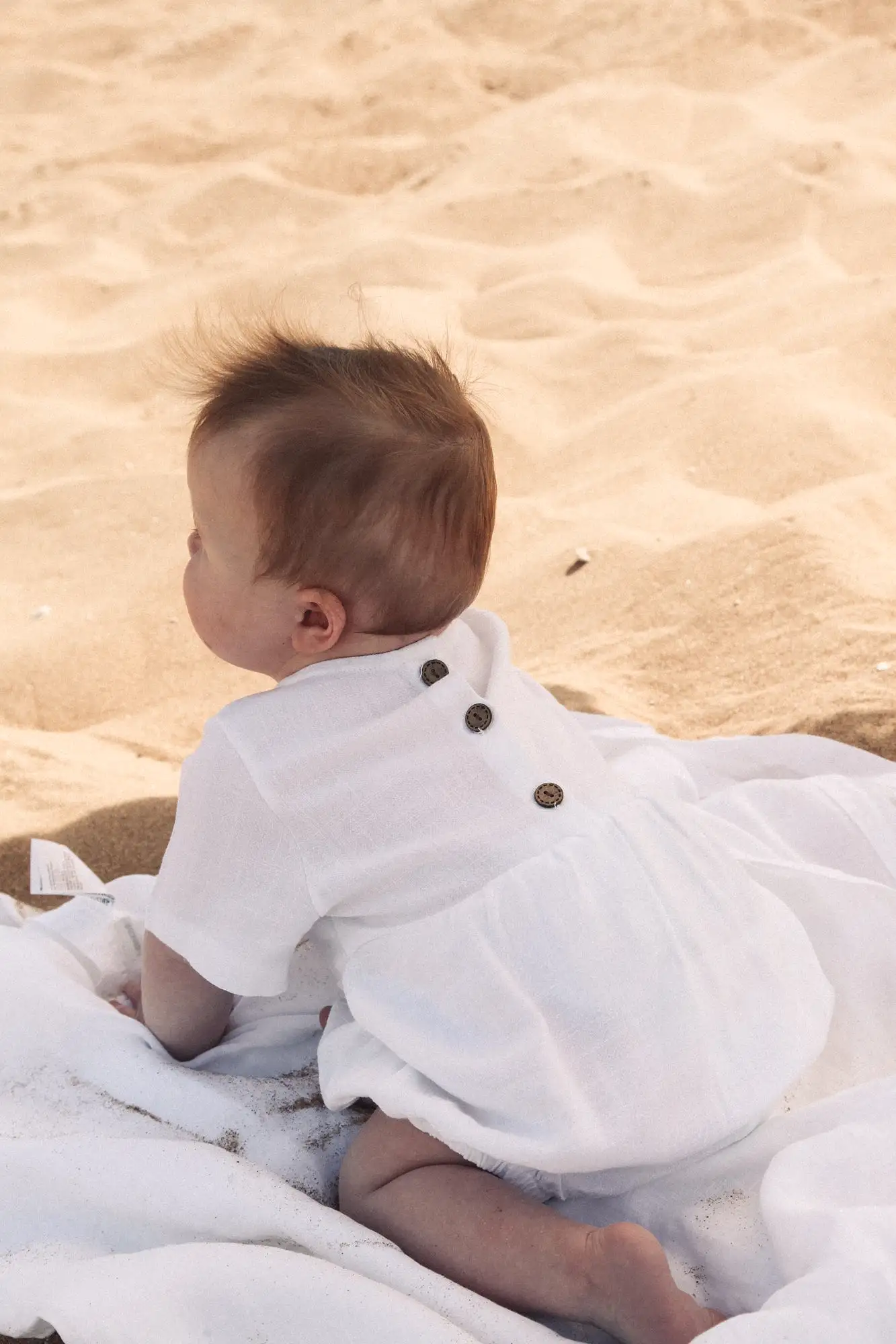 Linen Short Sleeve Romper in White