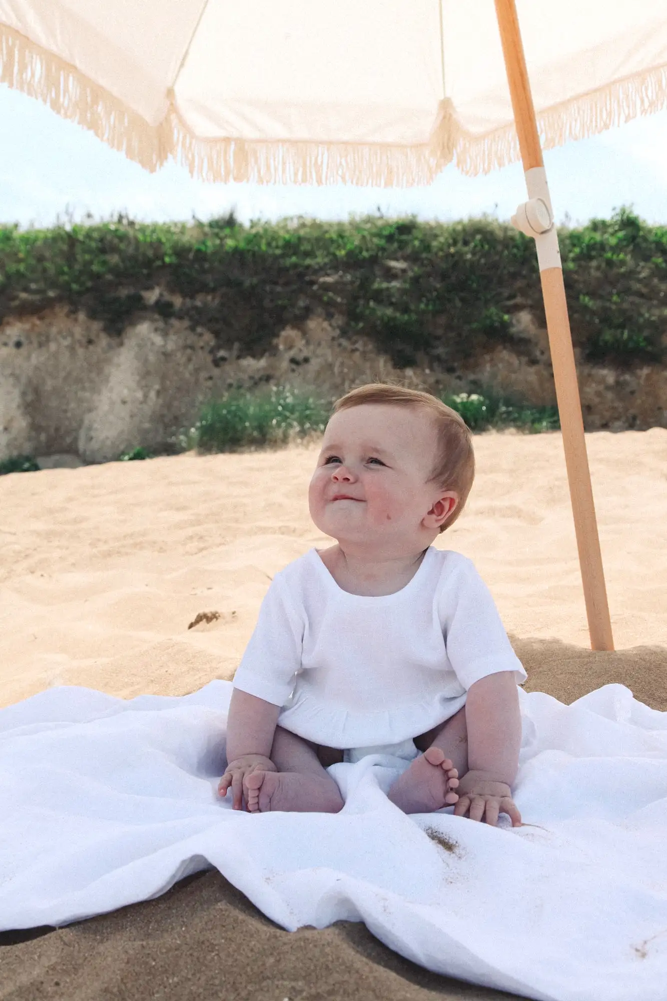 Linen Short Sleeve Romper in White