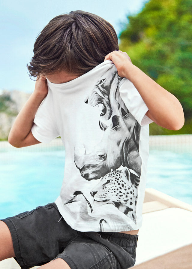 Mayoral Mini T-Shirt w/Animal Graphic _Off White 3003-37