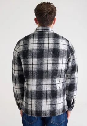 Mens Black & White Sherpa Lined Check Shirt