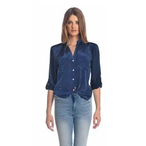 Mia Indigo Button Down Top