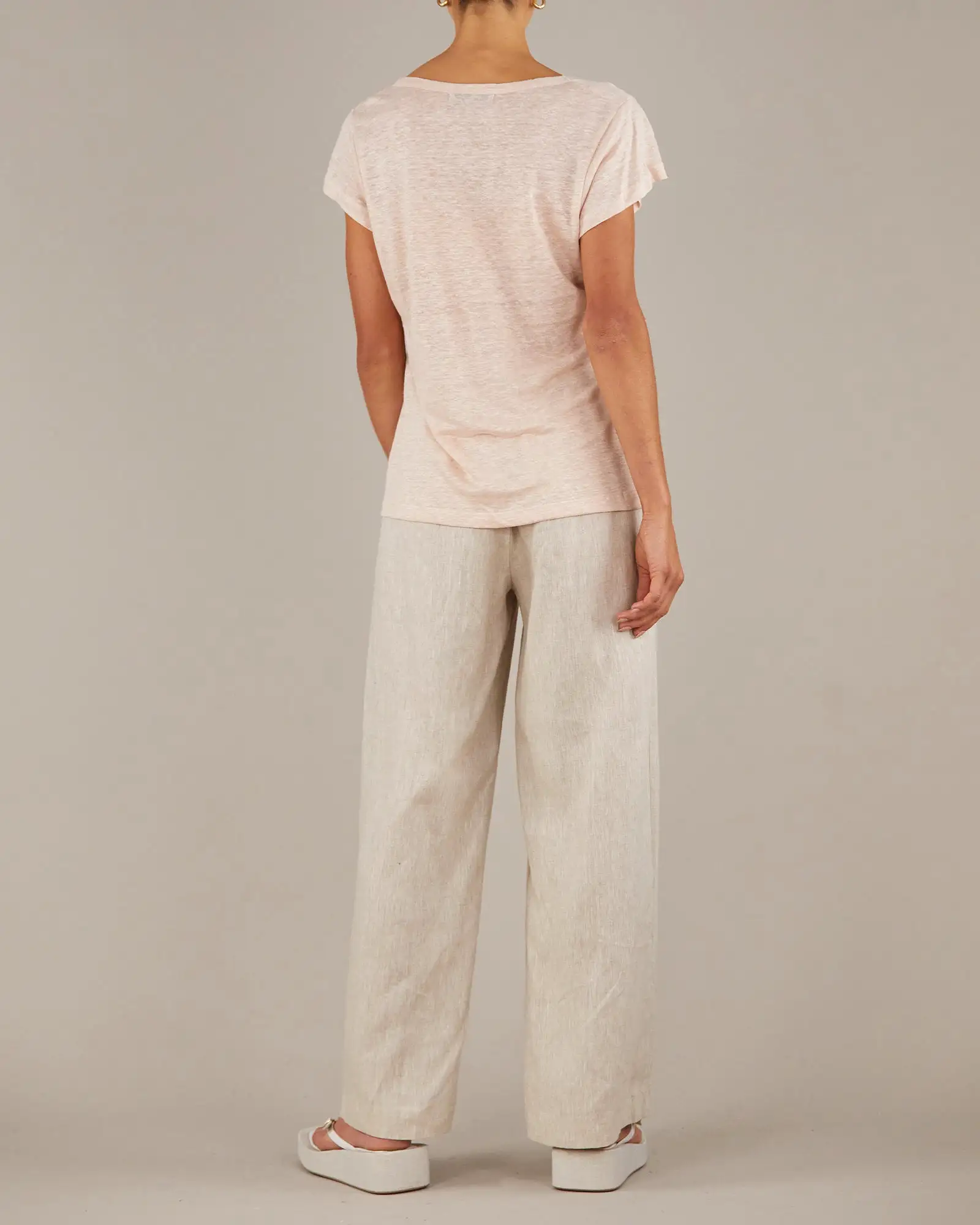 Newport Linen Jersey Tee - Baby Pink