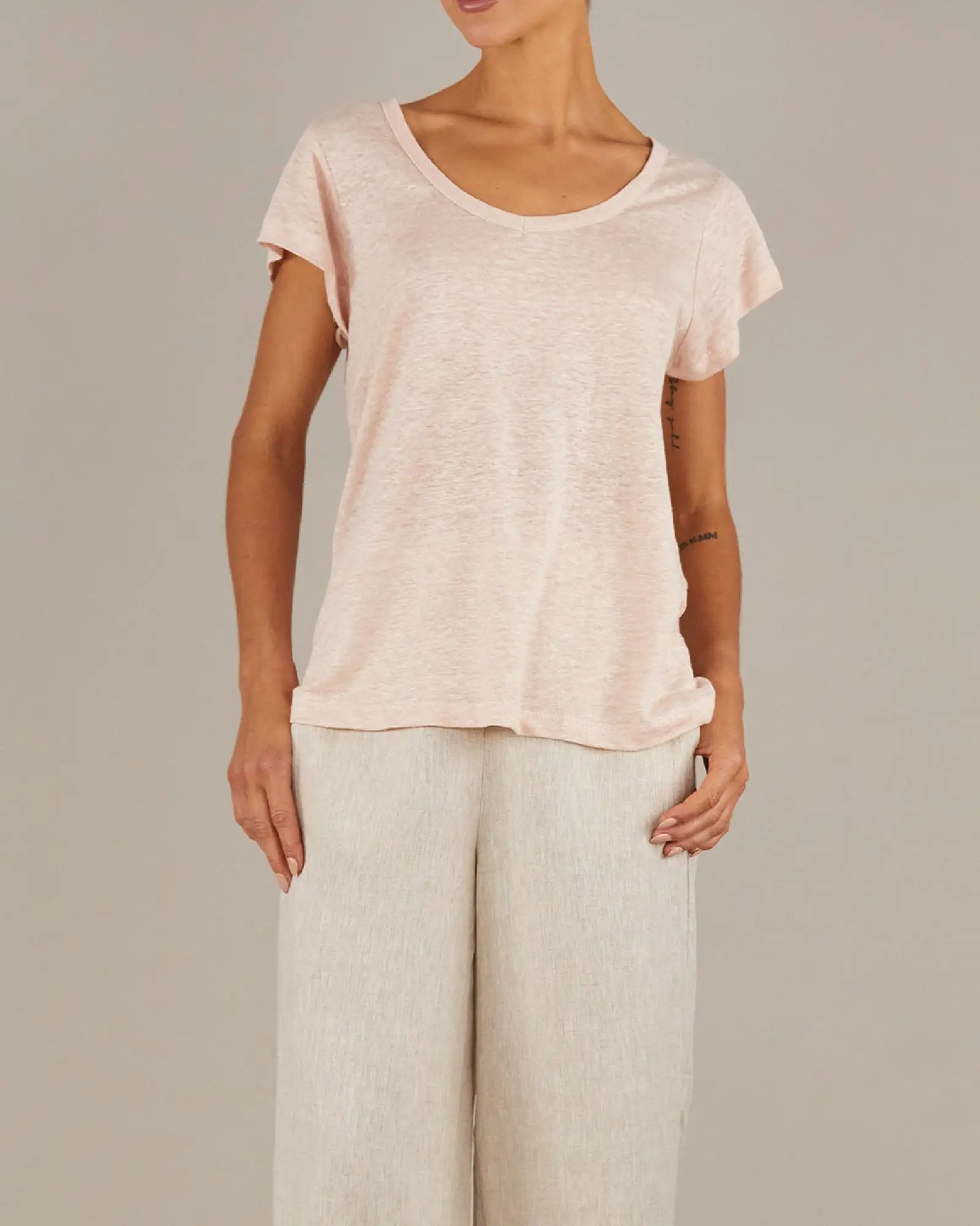 Newport Linen Jersey Tee - Baby Pink