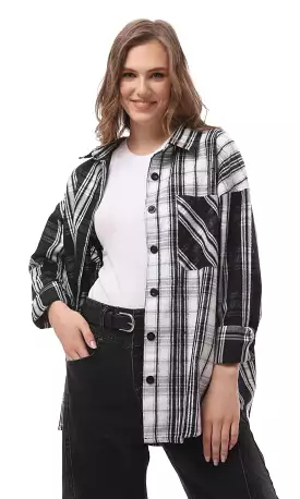 O172731 Bi-Tone Tartan Black & White Winter Shirt