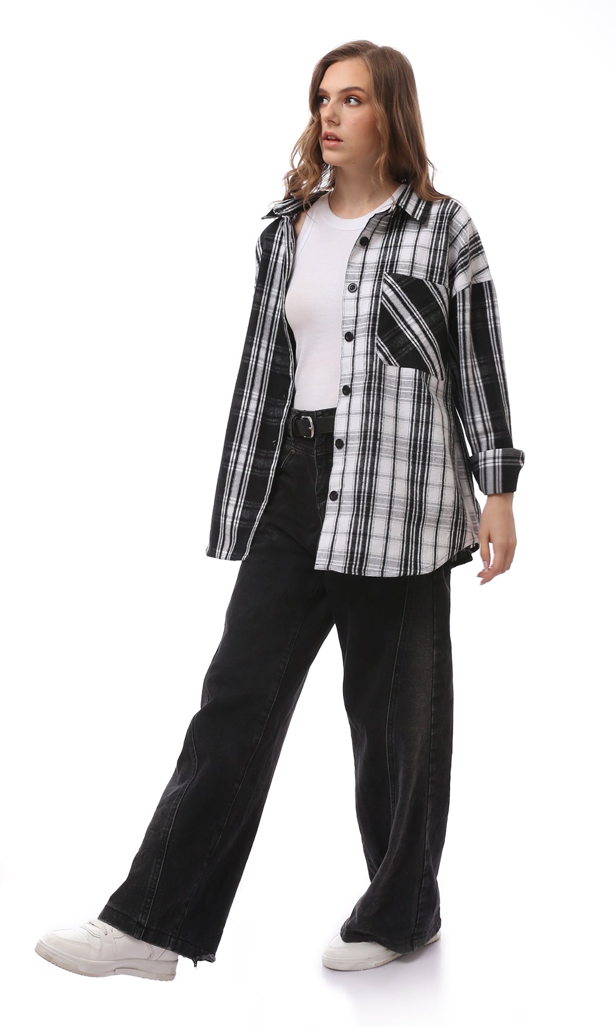 O172731 Bi-Tone Tartan Black & White Winter Shirt