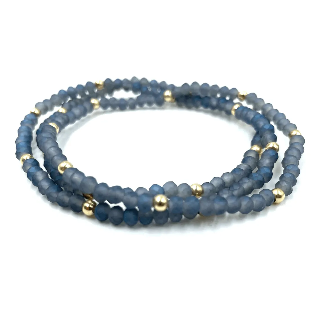 OG Classic Bracelet Stack in Matte Blue + Gold Filled