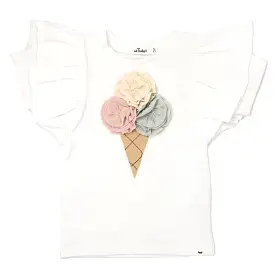 oh baby! Butterfly Short Sleeve Terry Tee -  Ice Cream - Oyster