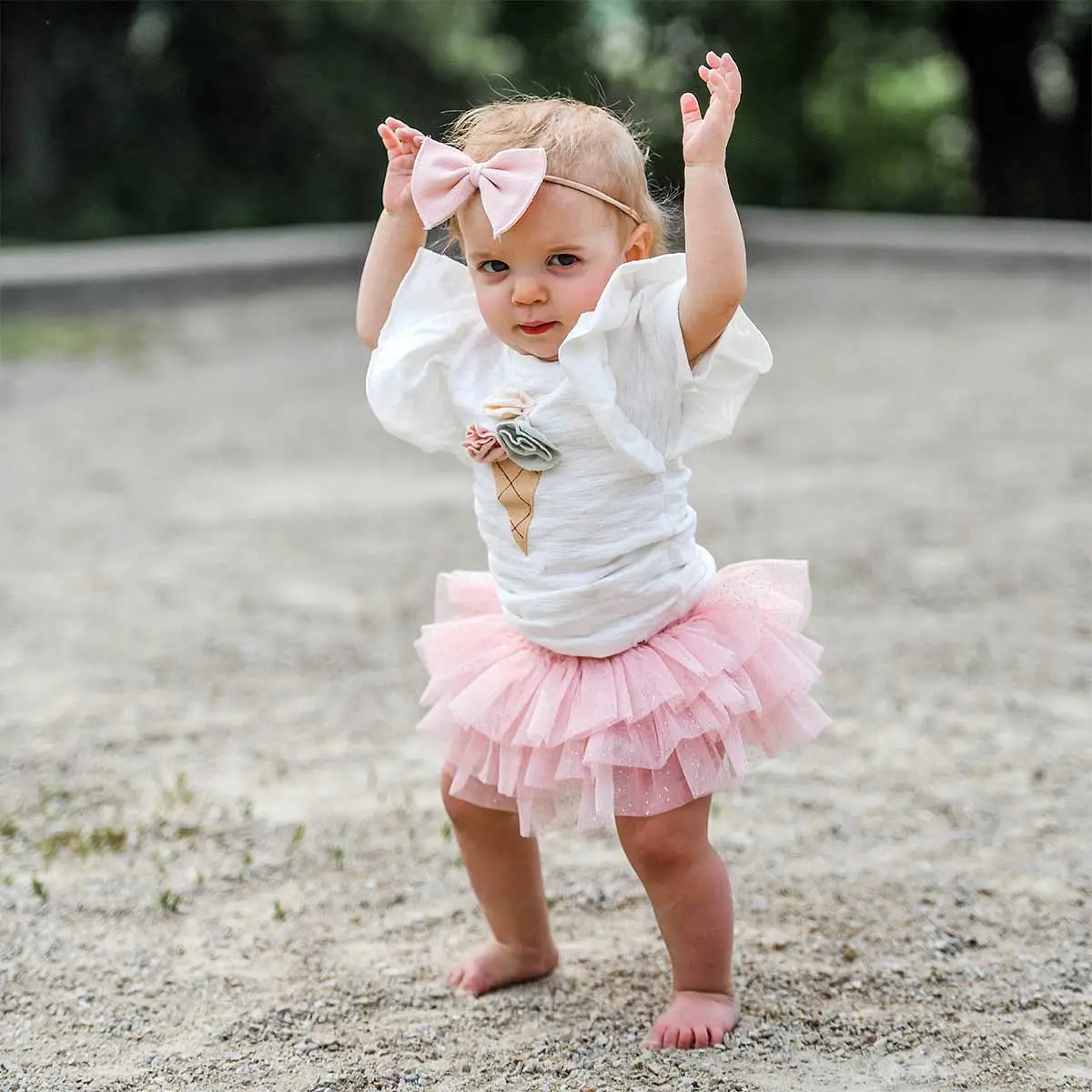 oh baby! Butterfly Short Sleeve Terry Tee -  Ice Cream - Oyster