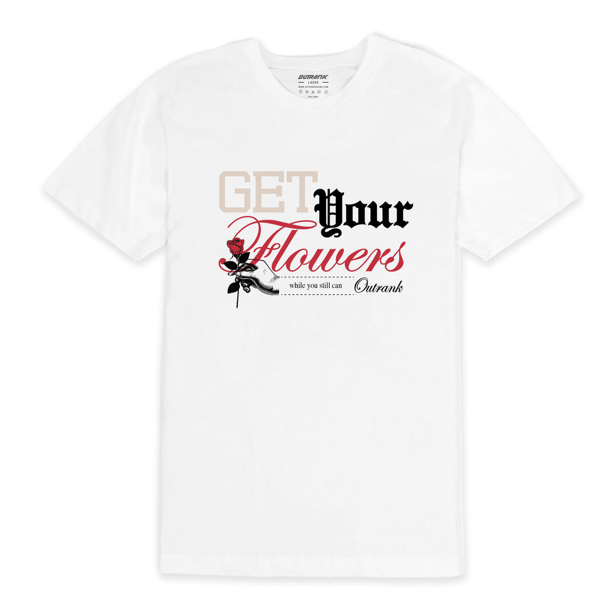 Outrank Get Your Flowers Bracket T-shirt (White)