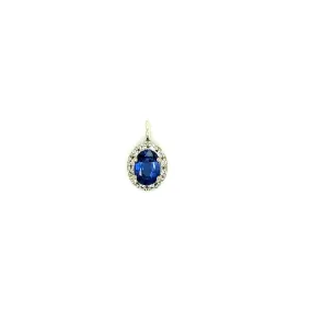 Oval Blue Sapphire Pendant with 0.24ctw of Diamonds in 14K White Gold