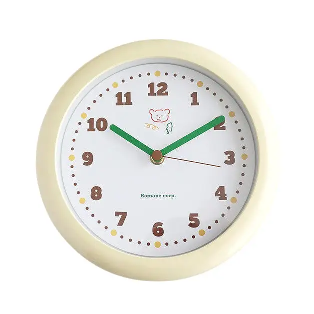 Pastel Creamy Circle Round Wall Clocks Home Decor Silent Nonticking Gifts Cute Bear