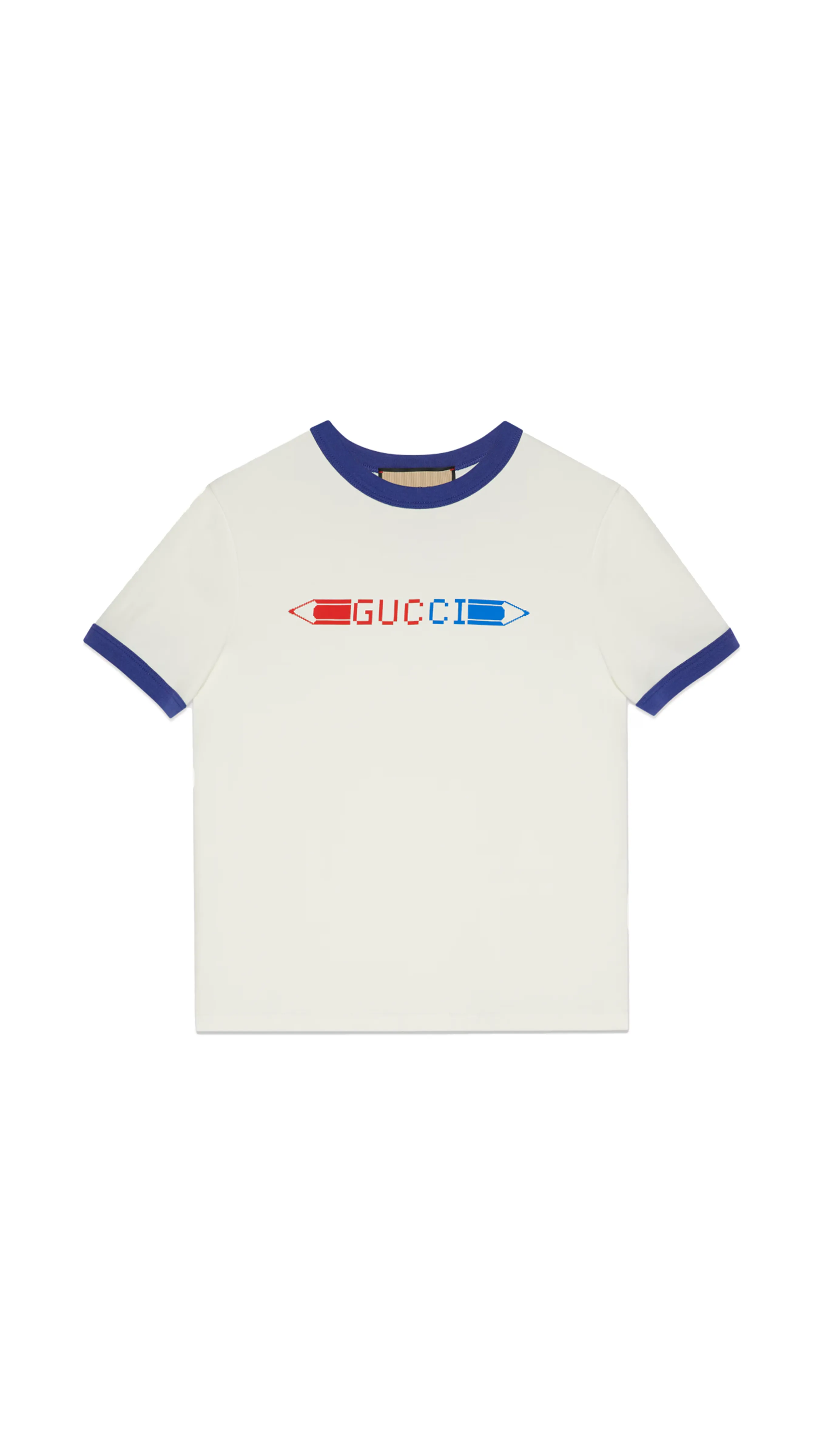 Pencil Print Cotton Jersey T-shirt - white/Blue