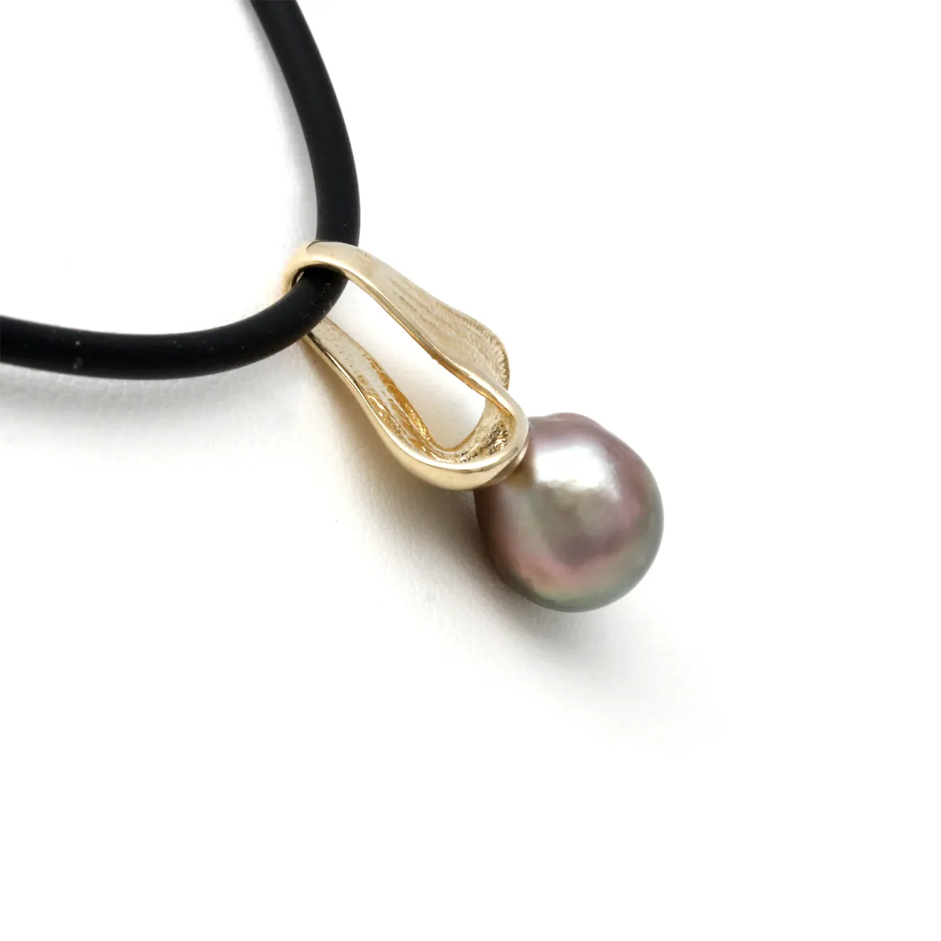 Pink/Green Pearl on Waves 14K Gold Pendant