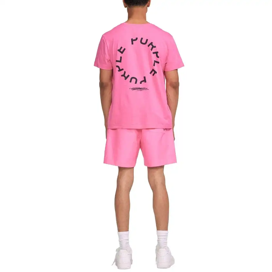 Purple Brand Circle Wordmark Neon Pink Clean Jersey SS Tee (Pink)