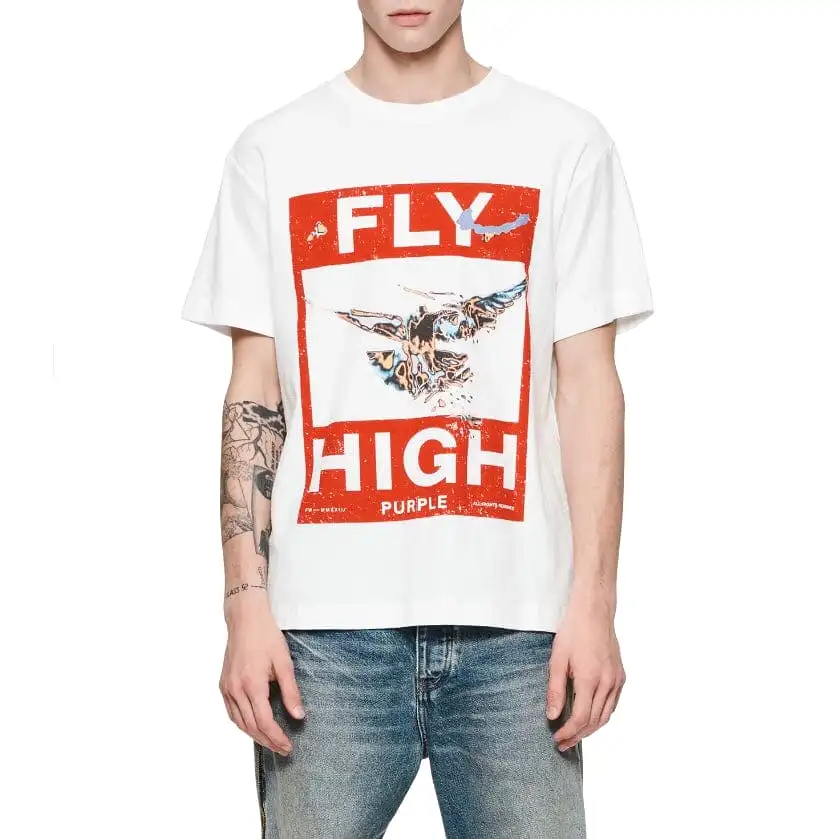 Purple Brand Fly High Textured Jersey SS Tee (Coconut Milk) P104-JPWR423