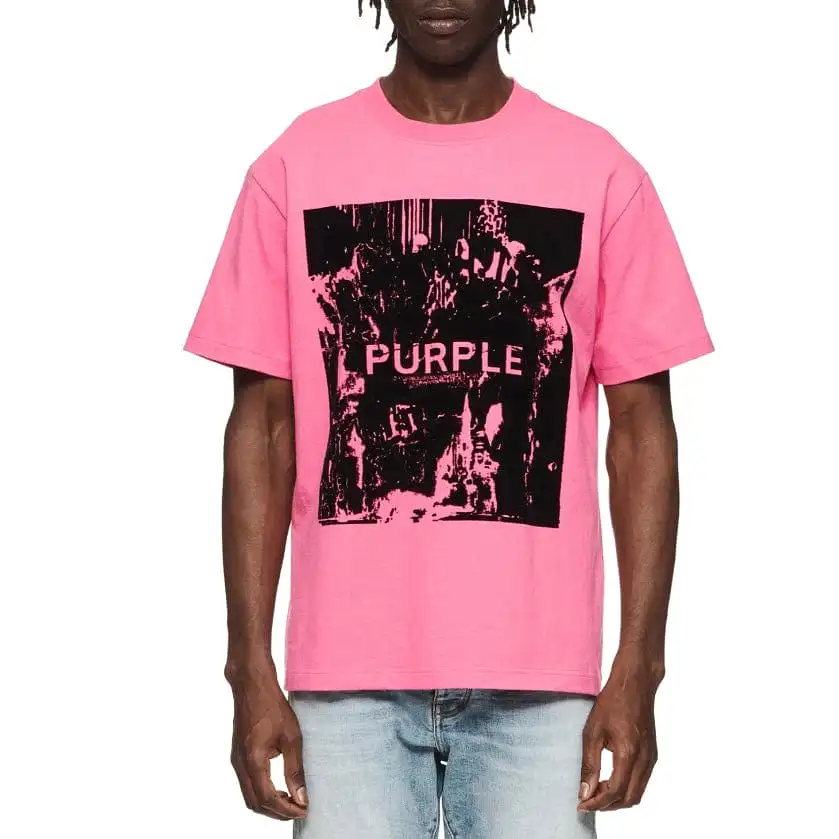 Purple Brand Playback Flock Neon Pink Heavy Jersey SS Tee (Pink)