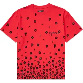 Purple Brand Scatter Monogram High Risk Red Textured Jersey SS Tee (Red)