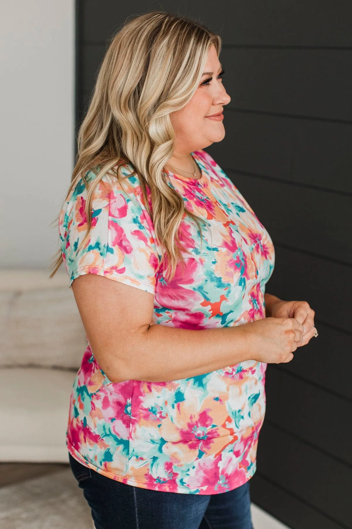 Ray Of Hope Short Sleeve Floral Top- Multi-Color