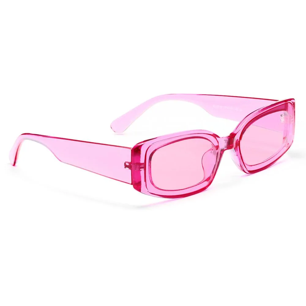 Rectangle Candy Color Women's Transparent Sunglasses in Pink Blue Green