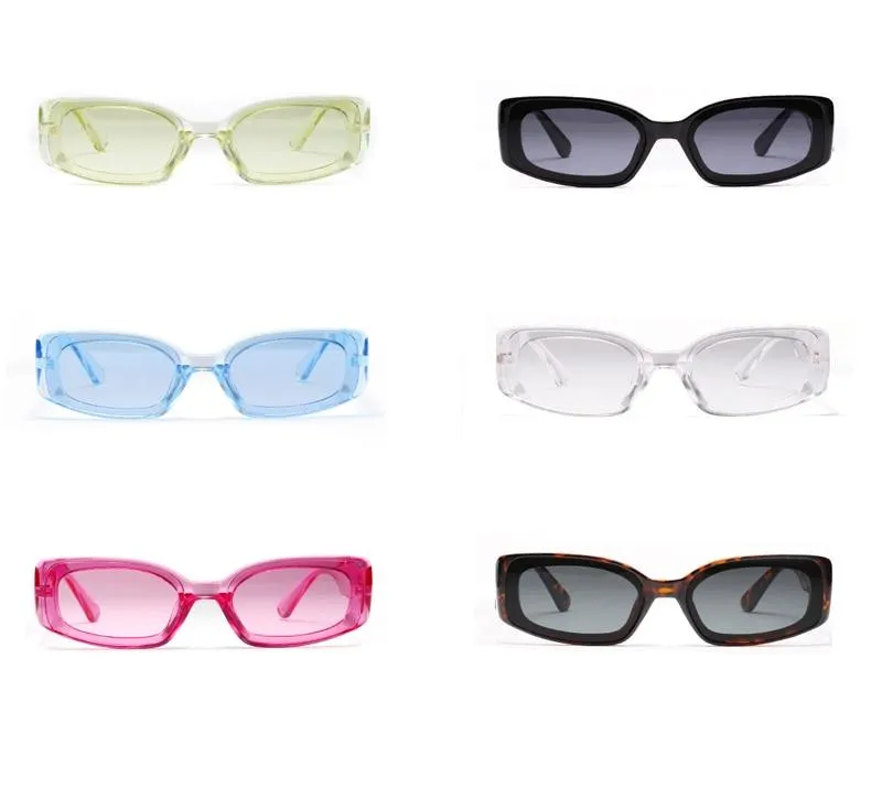 Rectangle Candy Color Women's Transparent Sunglasses in Pink Blue Green