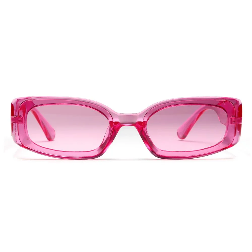 Rectangle Candy Color Women's Transparent Sunglasses in Pink Blue Green