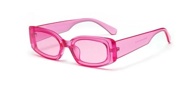 Rectangle Candy Color Women's Transparent Sunglasses in Pink Blue Green