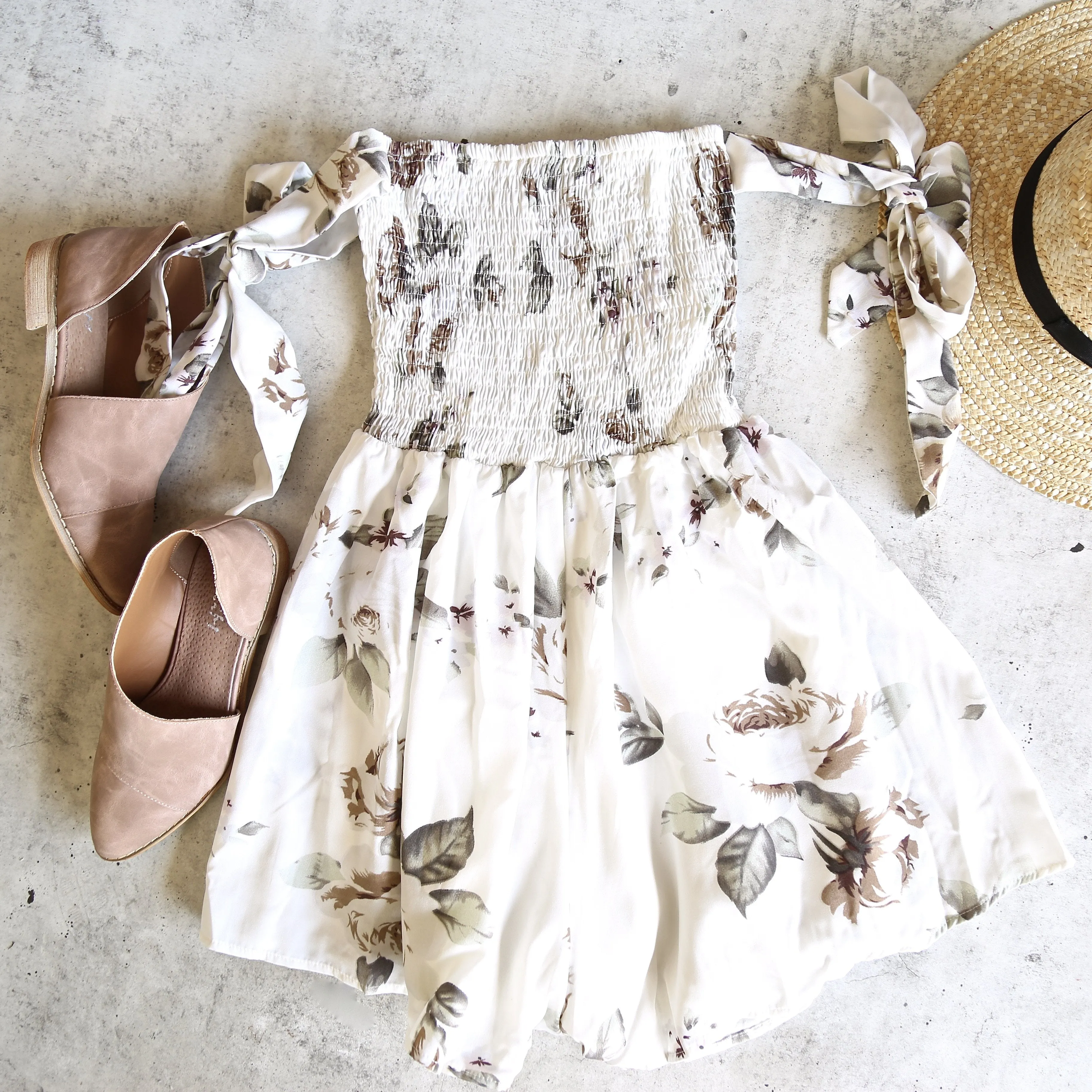 Reverse - Pretty Little Thing Romper in White Rose Print