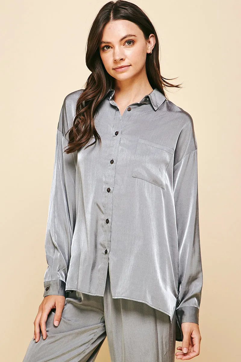 Satin Button Down Top