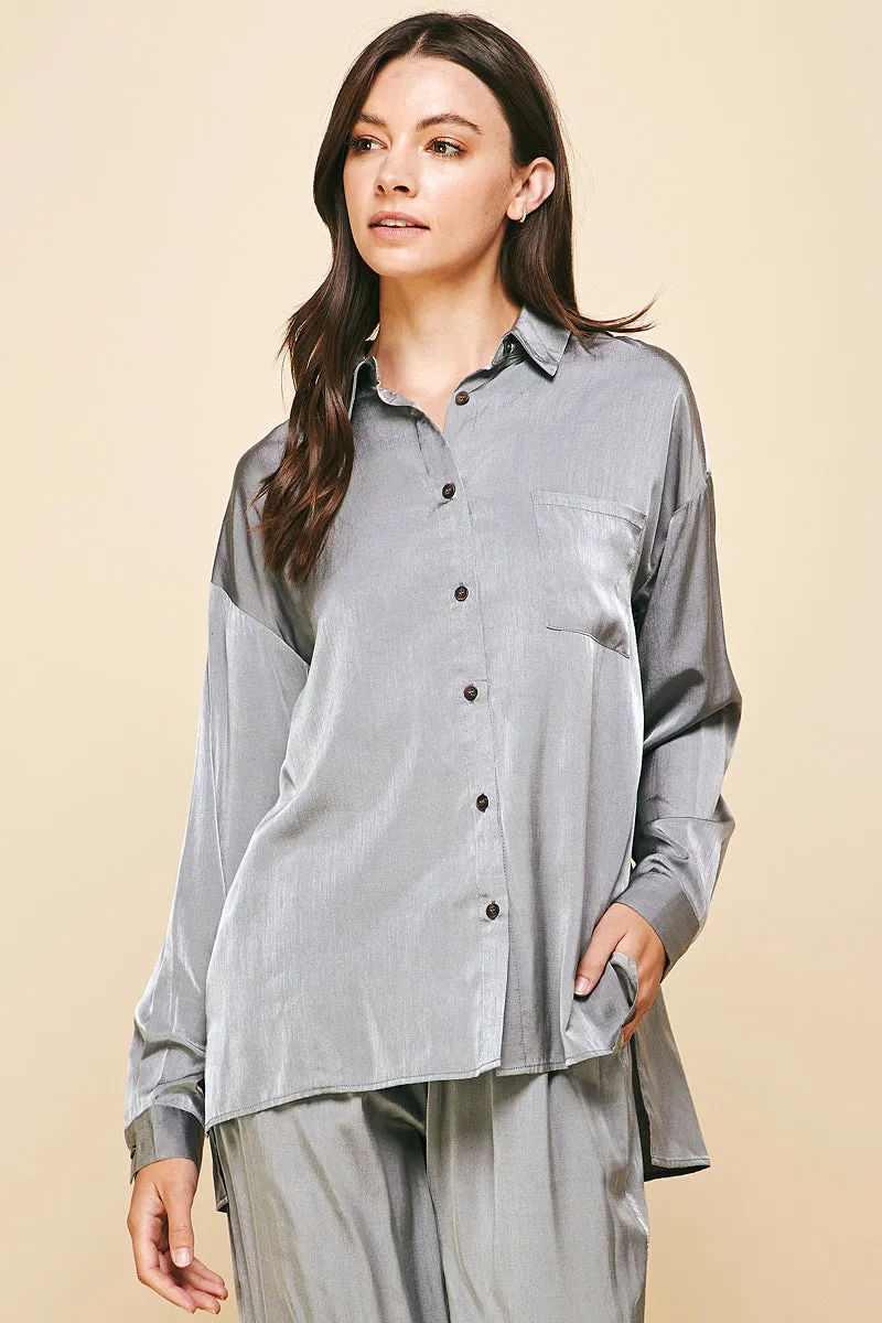 Satin Button Down Top