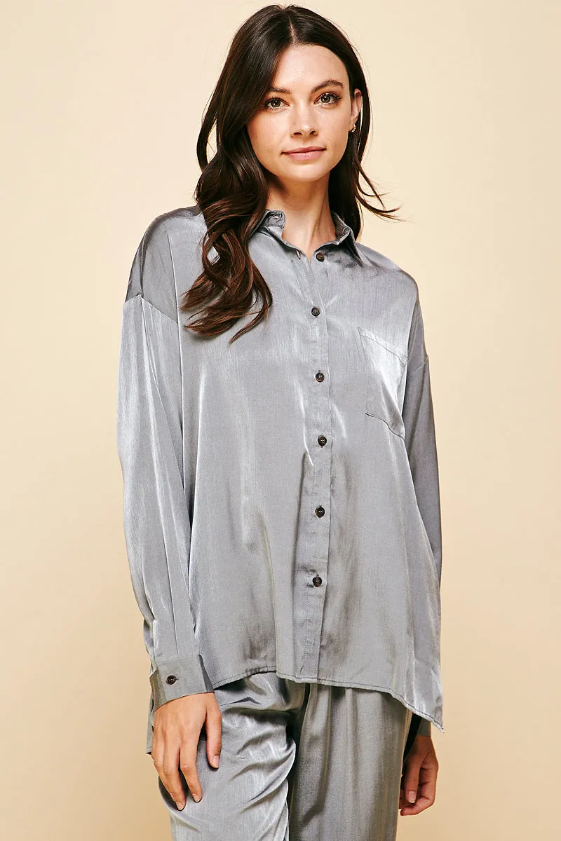 Satin Button Down Top