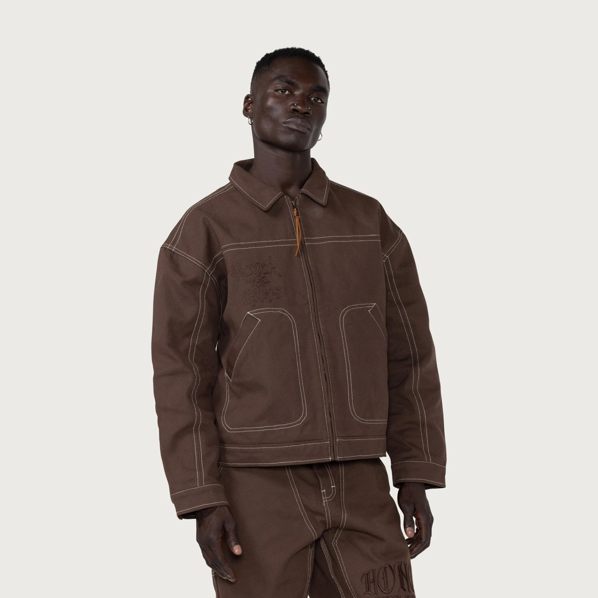 Script Carpenter Jacket - Brown