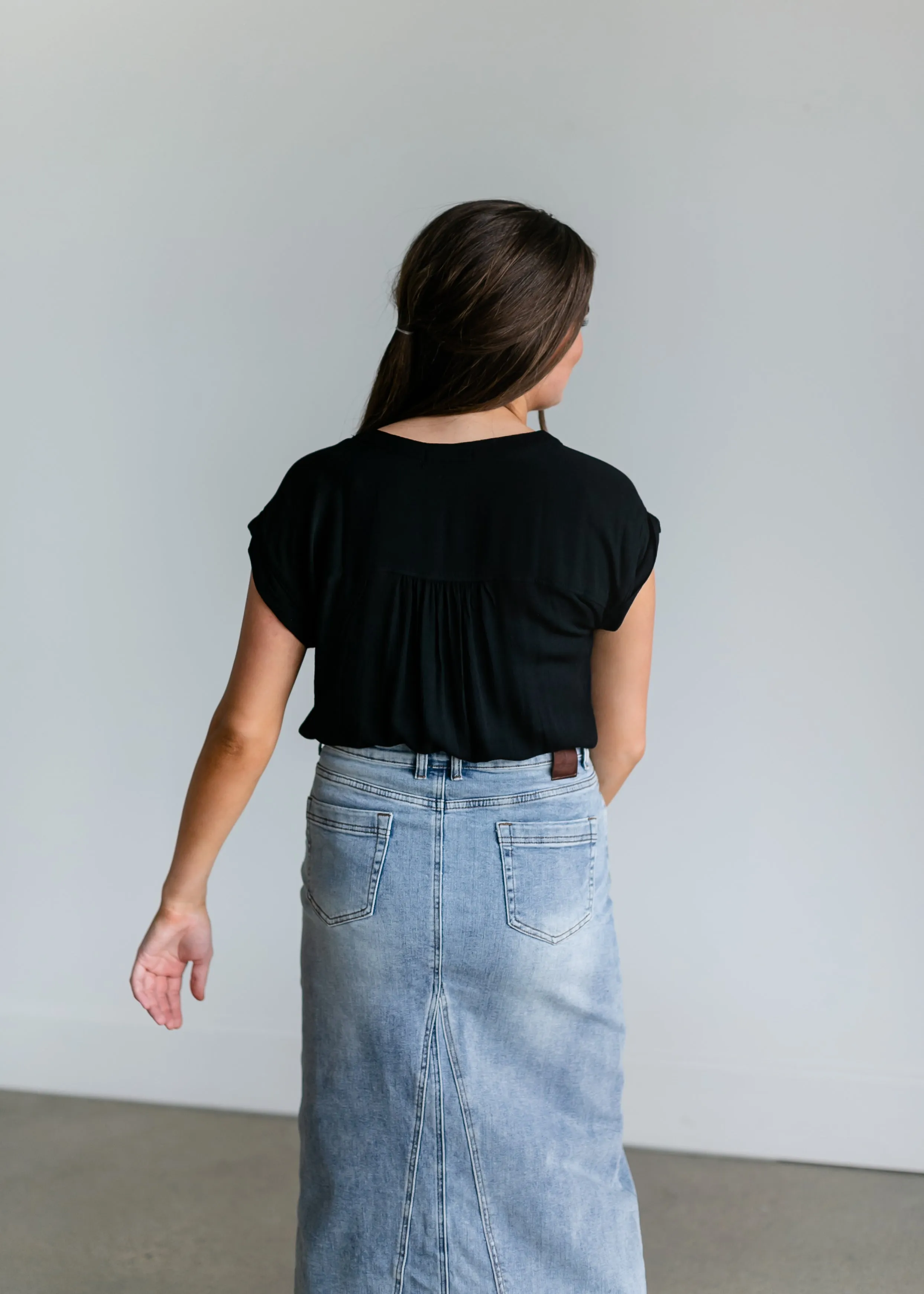 Short Sleeve Crinkle Button Down Top - FINAL SALE