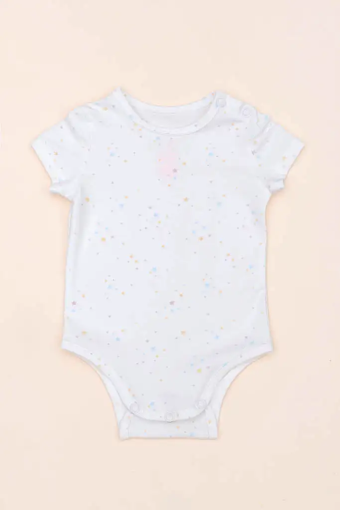 Short-Sleeve Onesie - White Twinkle Stars