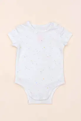 Short-Sleeve Onesie - White Twinkle Stars