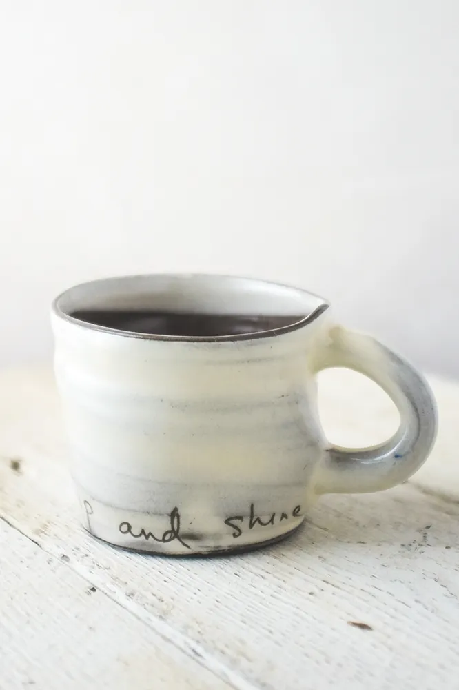 Show Up and Shine Mug Hand Painted Ceramic