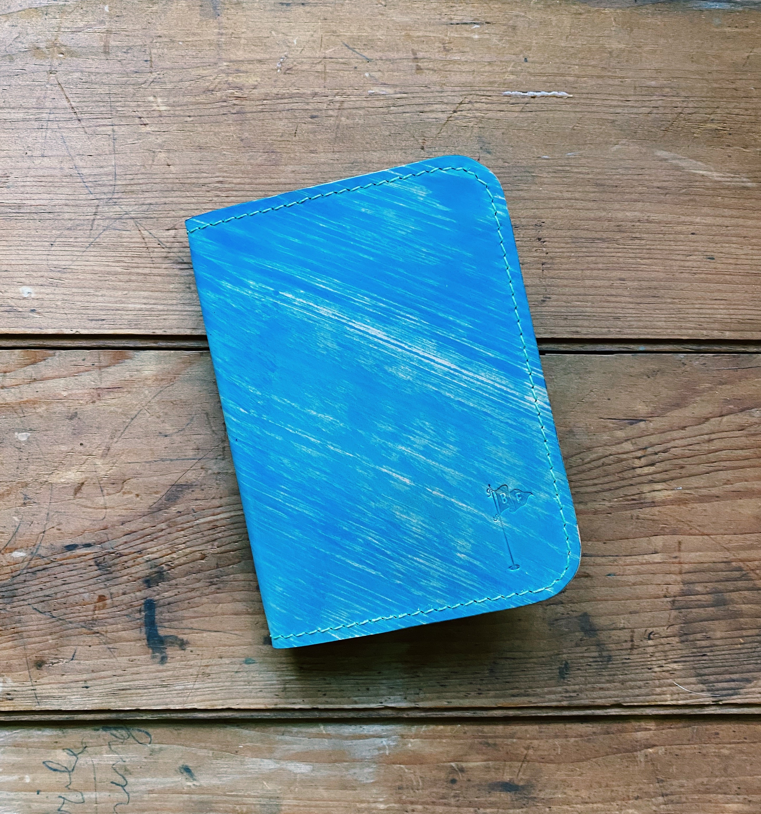 Single Barrel Collection Minimalist Scorecard Holder in  Shell Cordovan Marbled Blue