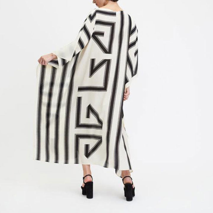 Sleek Safari Black & White Womens Kaftan KAF0041