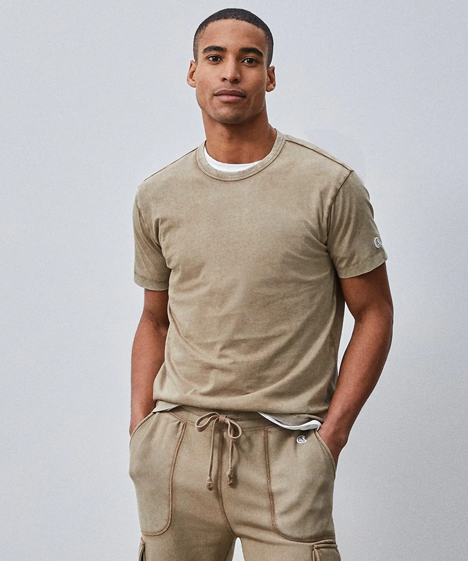 Sun-Faded Champion Basic Jersey Tee in Toasted Almond