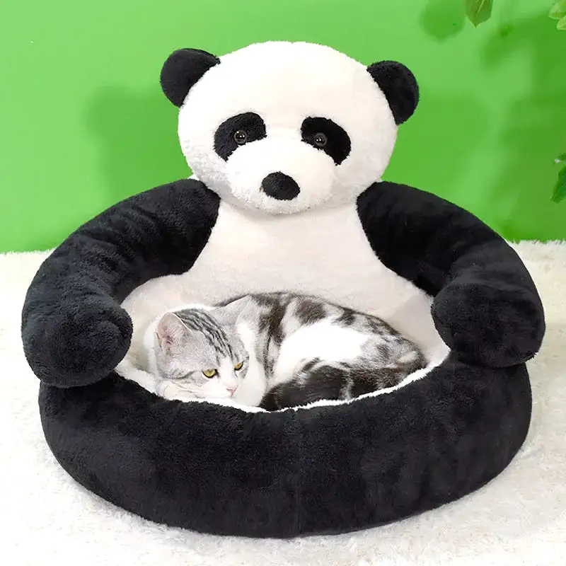 Super Soft Dog Bed Cute Winter Warm Bear Hug Cat Sleeping Mat Semi-closed Puppy Kitten Plush Nest Cushion Dog Sofa Pet Supplies