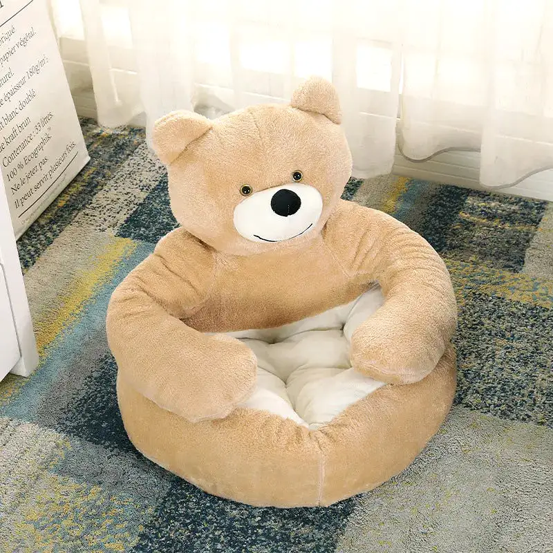 Super Soft Dog Bed Cute Winter Warm Bear Hug Cat Sleeping Mat Semi-closed Puppy Kitten Plush Nest Cushion Dog Sofa Pet Supplies