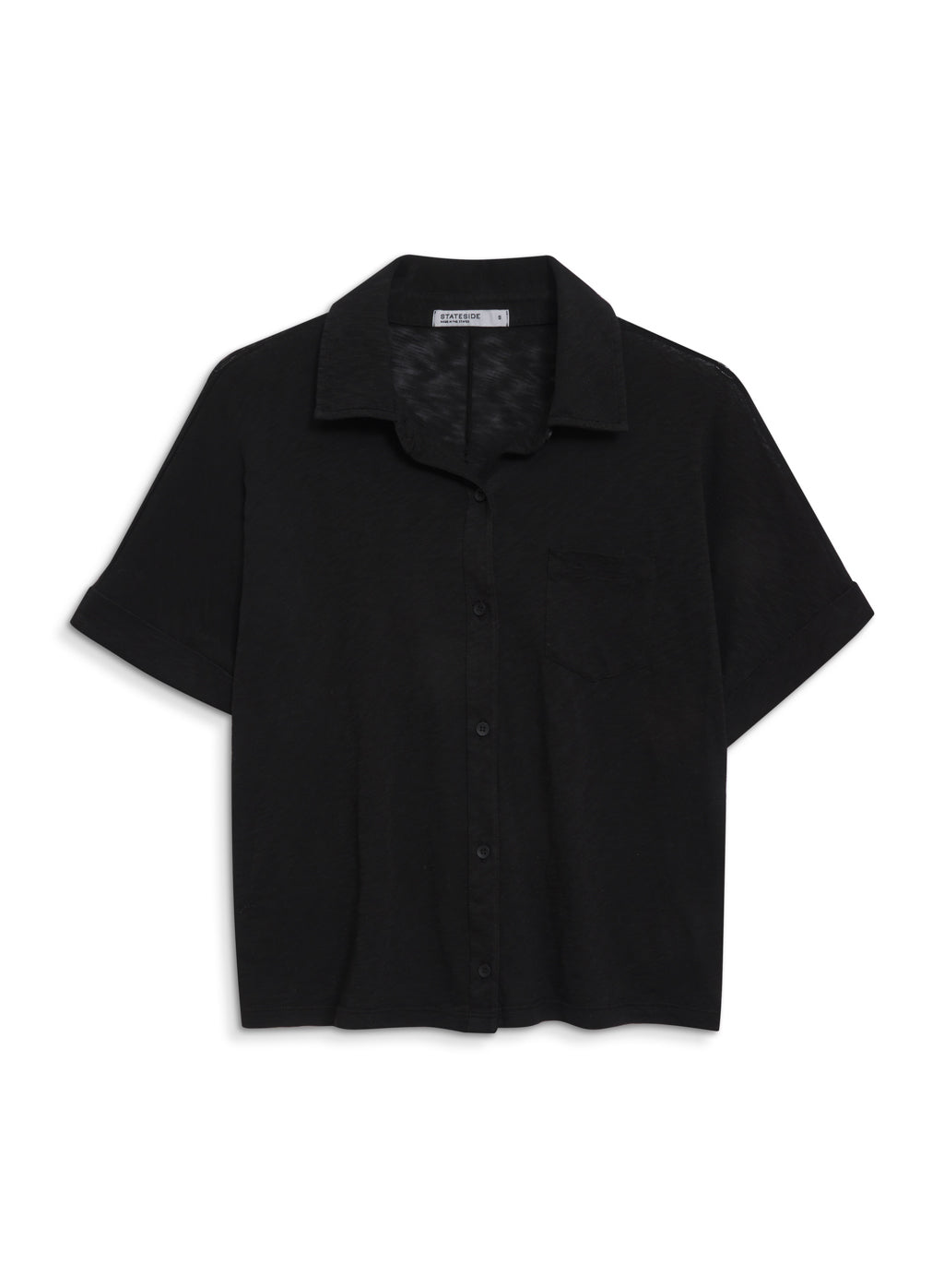 Supima Slub Short Sleeve Pocket Shirt in Black