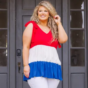 Sweet Patriot Top, Red/White