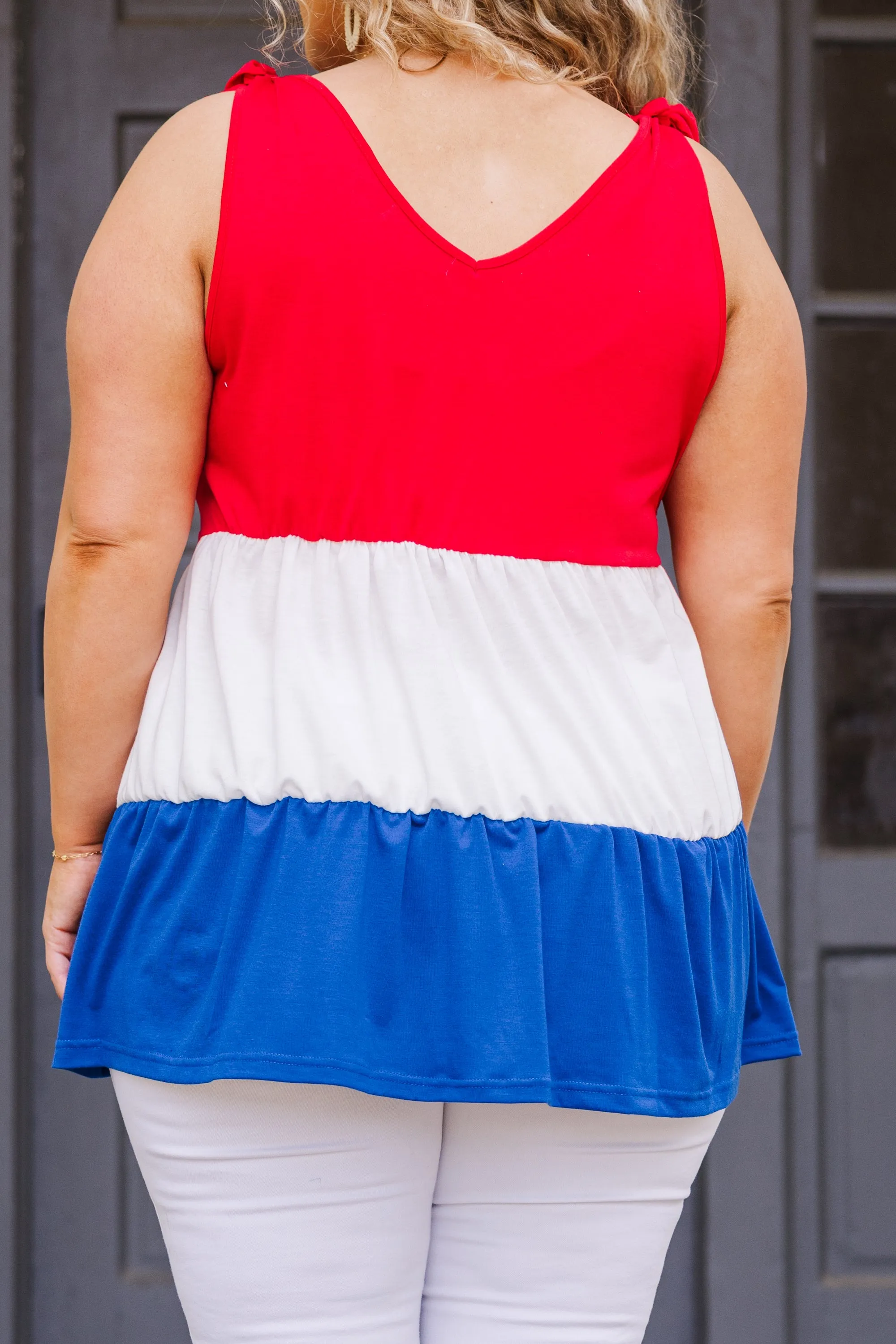 Sweet Patriot Top, Red/White