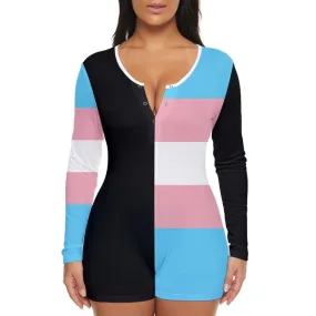 Teen-Plus Size Blue Pink White Pride Black Short Romper