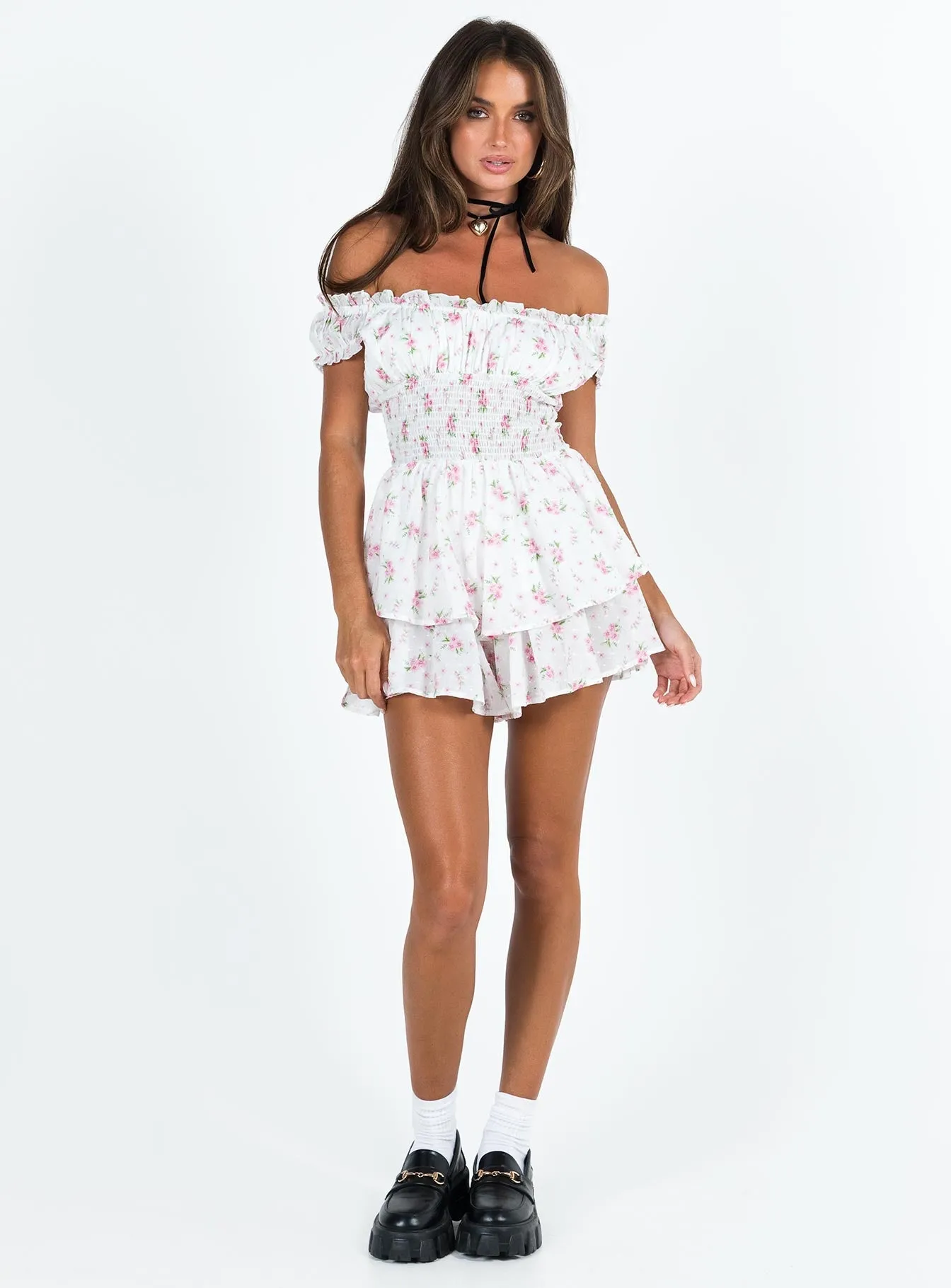 The Love Galore Romper White Floral