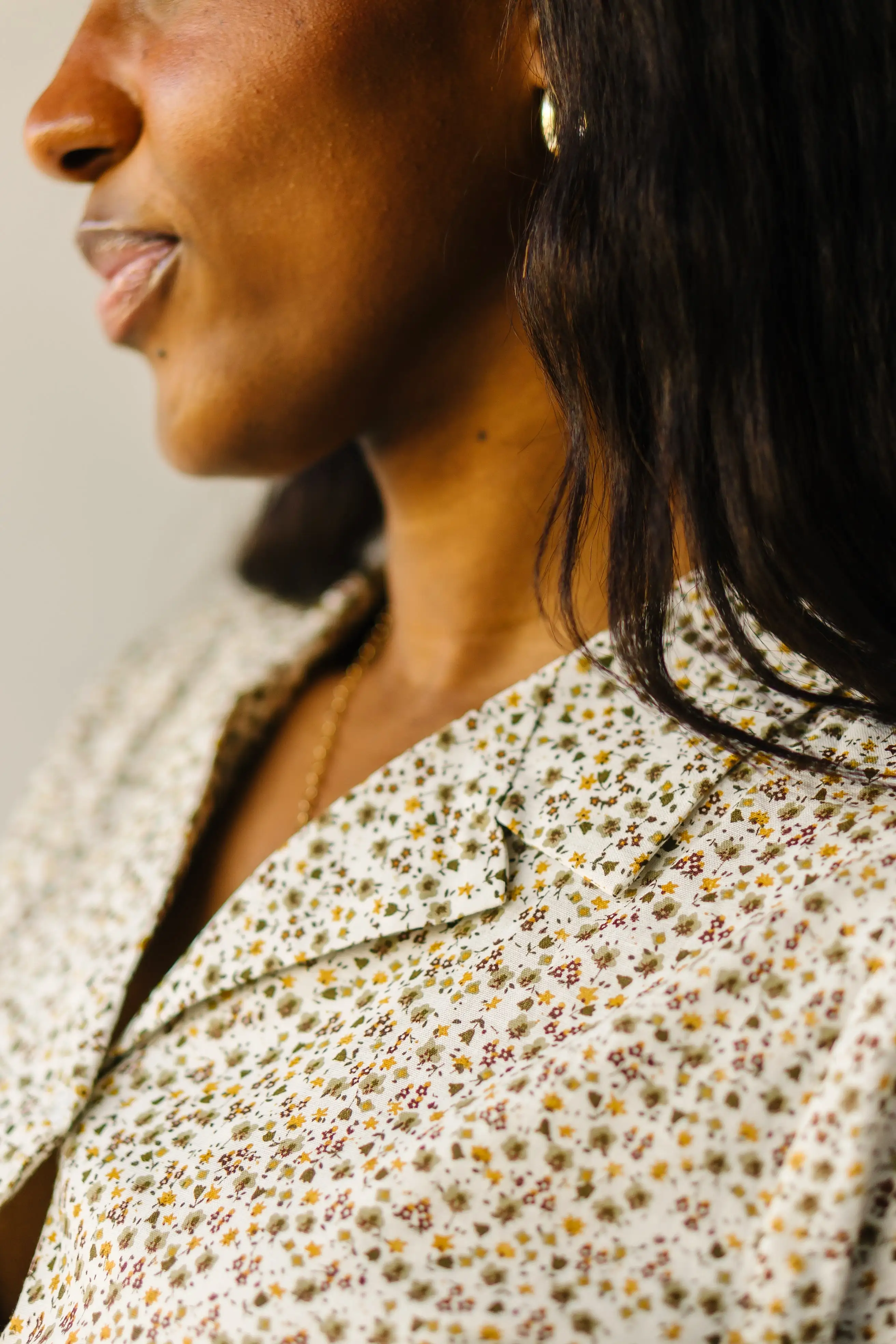 The Stayton Button-Up Dress in Brown Floral